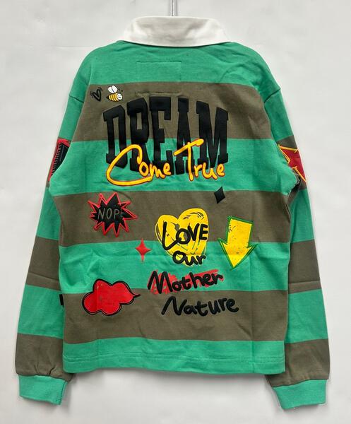 MATRI Kid's Long Sleeve Polo Shirt With Heavy Print Effects & Patch Works