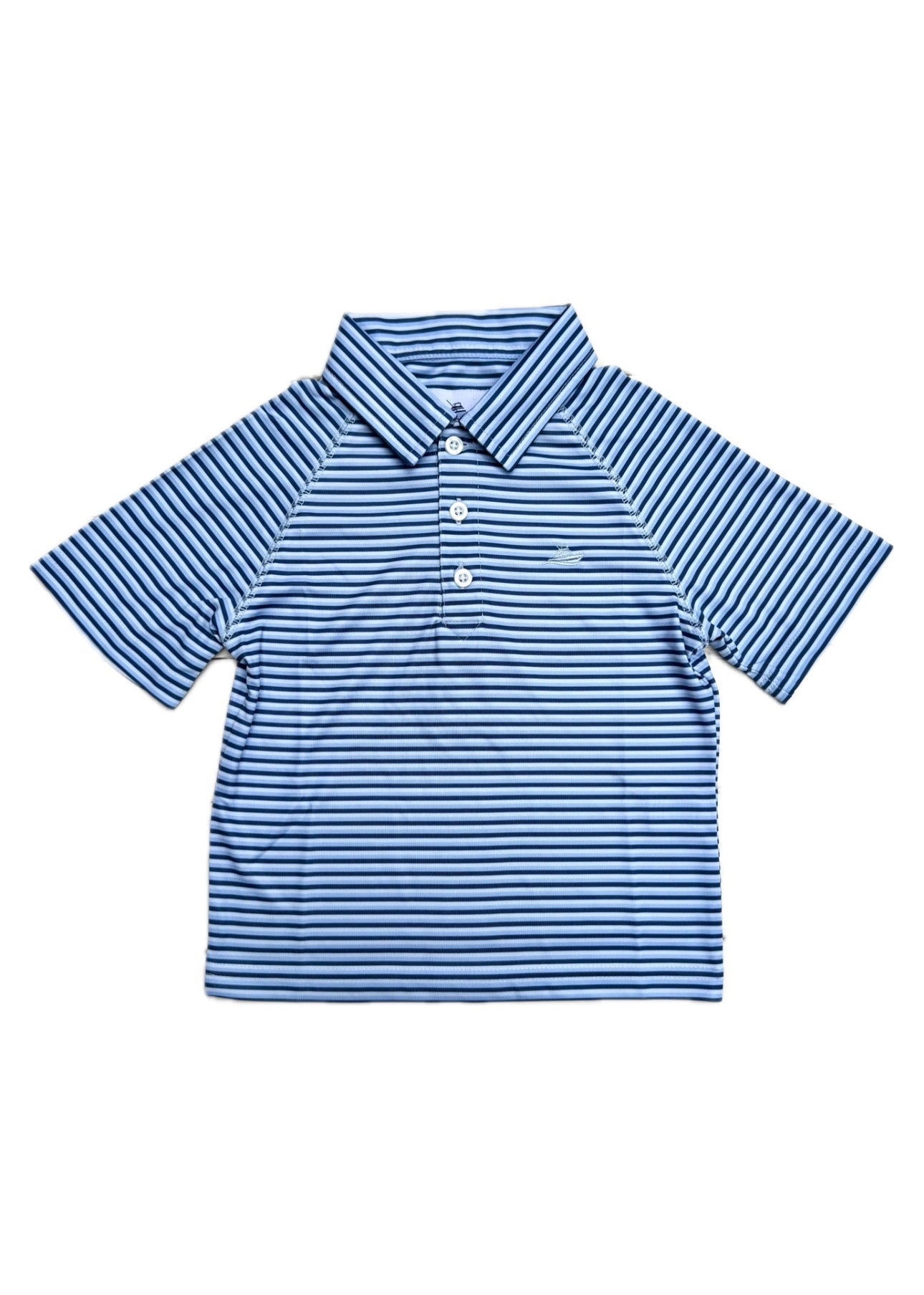 Navy/Powder Stripe Short Sleeve Polo