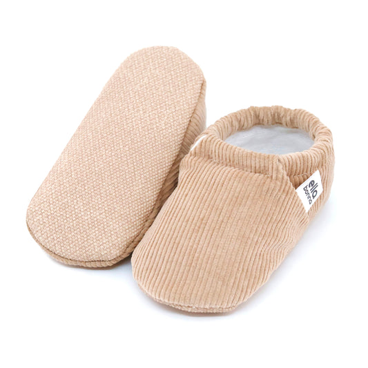 Organic Cotton Corduroy Home Nursery Moccasin Shoes Beige