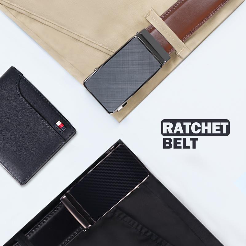 Men's Slider Ratchet Belt, Perfect As A Gift, Pairs Well With Dress Pants, Shirt And Oxford Shoes, Can Be Tailored