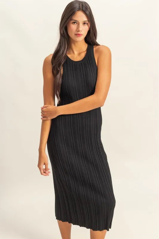 HYFVE Round Neck Bodycon Ribbed Knit Dress