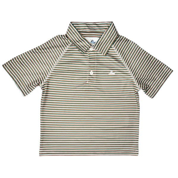 Green/Fog/Brown Stripe Short Sleeve Polo