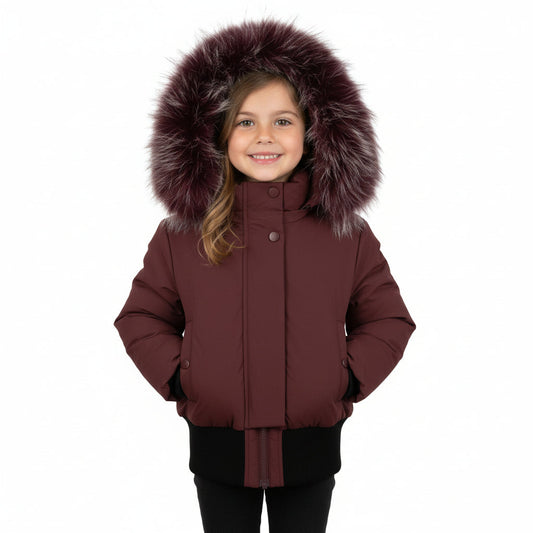 Pramie Girls Burgundy Bomber Jacket 4–16 | Stylish Kids’ Winter Outerwear