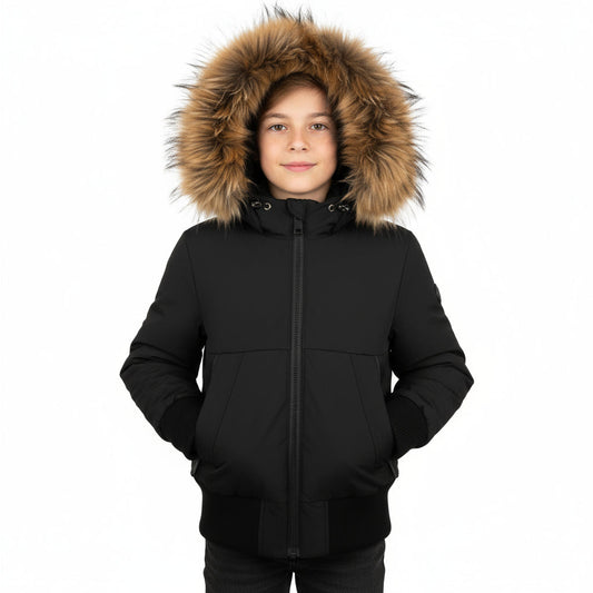 Pramie Boys Matte Black Jacket (Sizes 5–16) | Stylish & Durable Winter Outerwear
