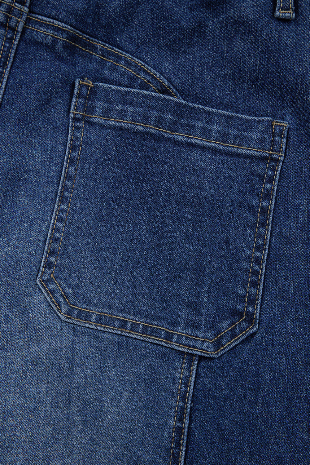 Beau Blue Drawstring Seam Detail Raw Hem Wide Leg Jeans