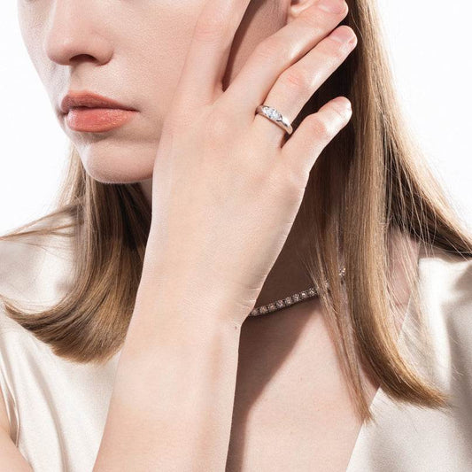 S925 18k Marquise Moissanite Wedding Engagement Ring, 5*10mm 1ct VVS D-Gragde Certified, 18K White Gold & Rhodium Plated Vintage-Inspired Luxury Solitaire for Her Him