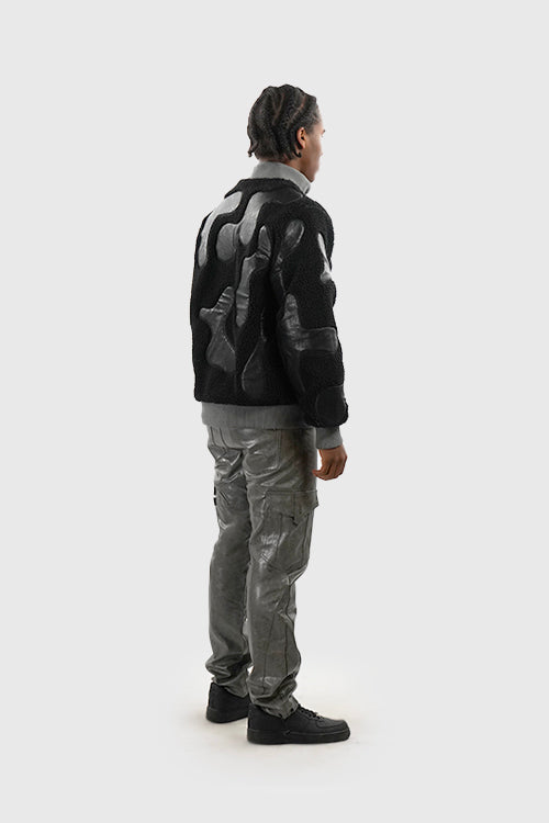 Sherpa & Faux Leather Bomber Jacket