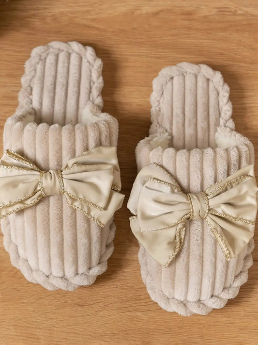 Bow Embellished Indoor Slippers