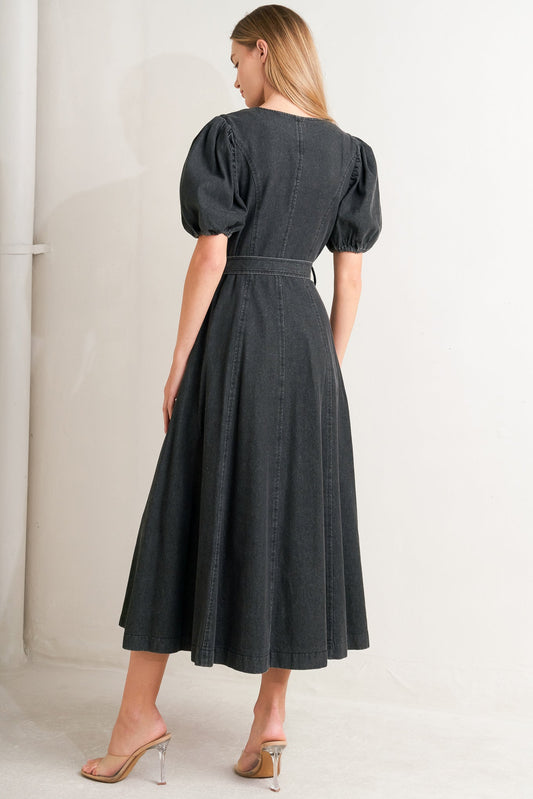 IN MY MIND DENIM MIDI DRESS