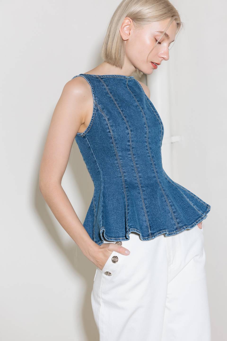 ENDURING SPARK BLUE DENIM TOP