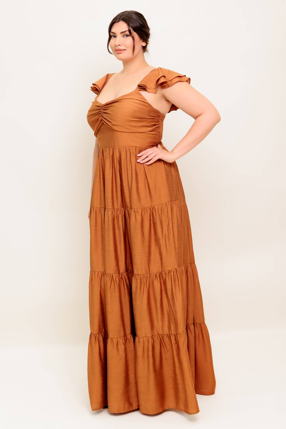 SUMMER MILK RUST WOVEN MAXI DRESS