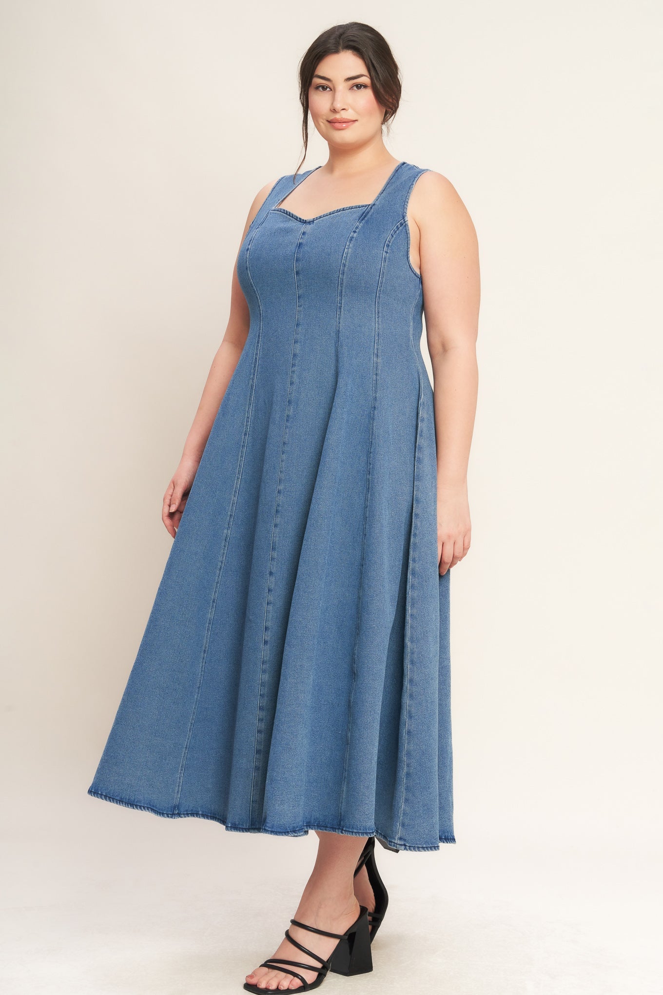 STARS AHEAD DENIM MIDI DRESS