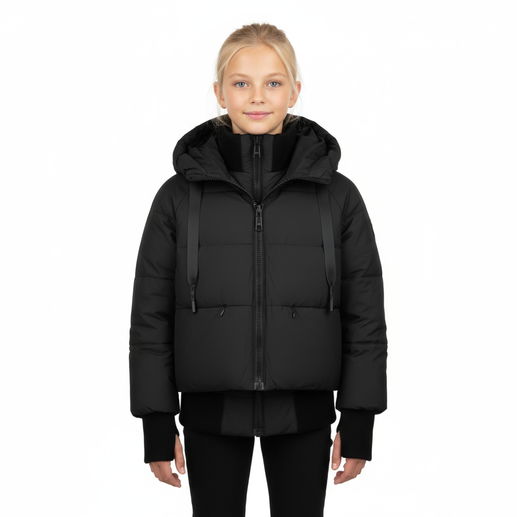 Raygo Black Bomber Jacket | Classic Outerwear for Boys & Girls
