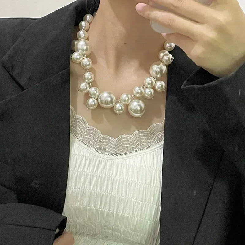 Elegant Imitation Pearl Women's Necklace Big Pearls Beads Choker Necklaces Party Wedding Bride Necklace Jewelry Girls Gifts