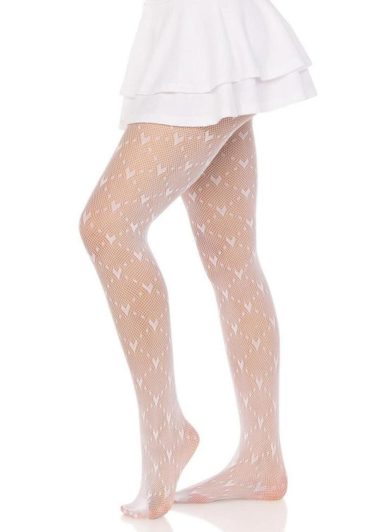 Leg Avenue Love Struck Heart Net Tights