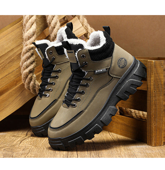 Men's winter suede high top Martin boots men's workwear shoes trendy and versatile thick sole