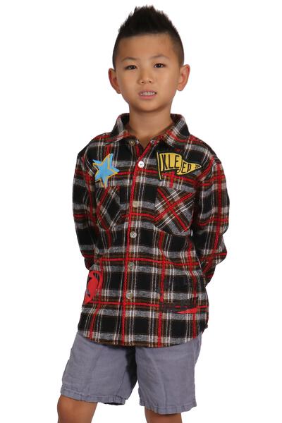 MALLARD Kid's Premium Mid-weight Flannel Shirt With Heavy Embroidery Works, Patch Work & Print Effects