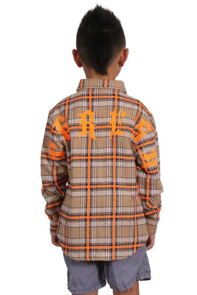 ROY Kid's Premium Mid-weight Flannel Shirt With Heavy Embroidery Works, Patch Work & Print Effects