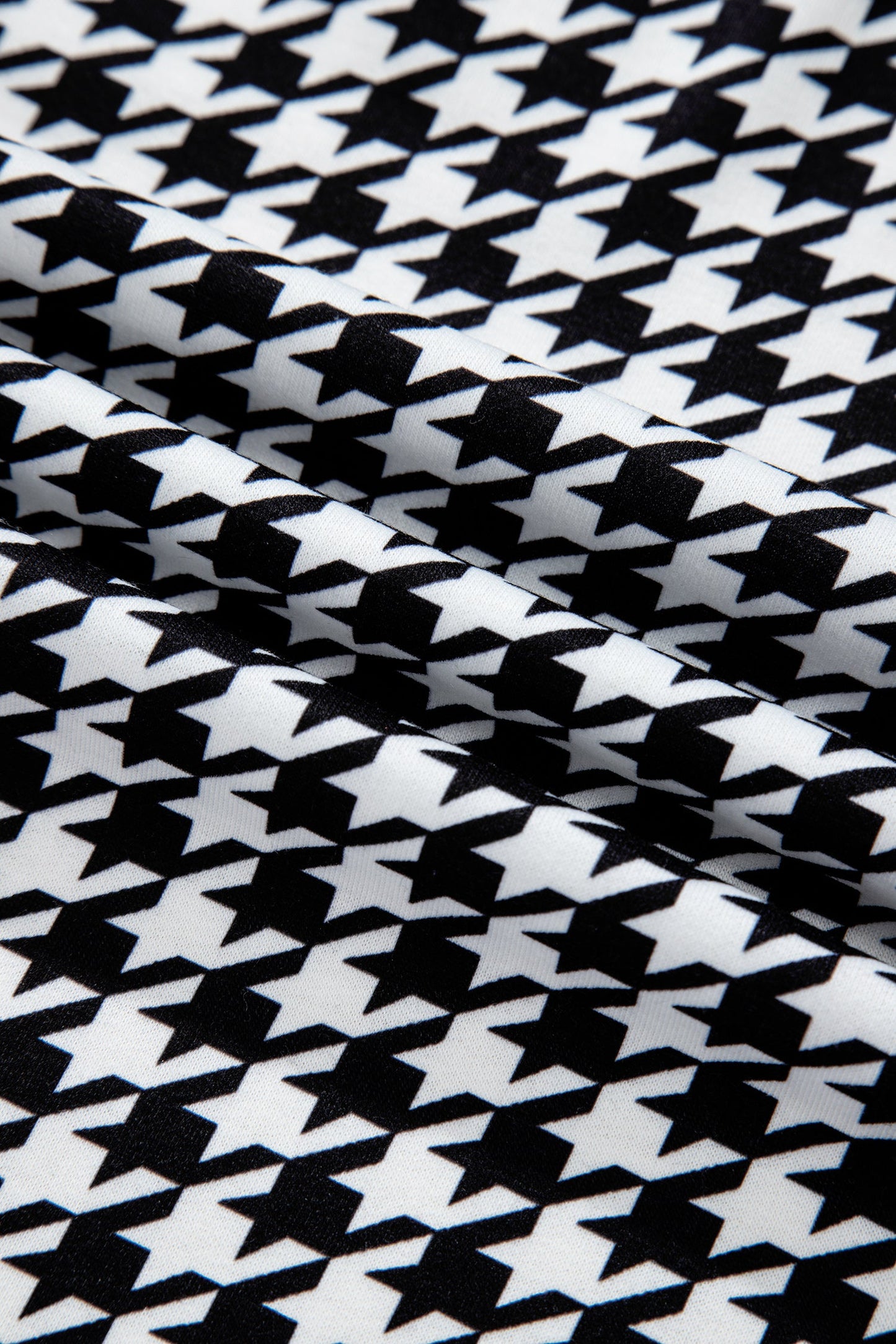 Black Houndstooth Print Open Front Long Dolman Kimonos