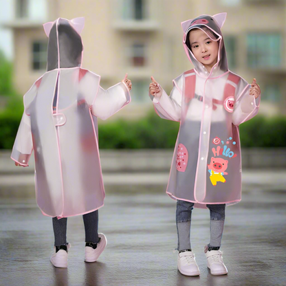 Kids' Hooded Waterproof Raincoat- Lightweight & Durable