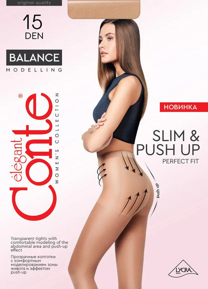 Tights Conte Balance 15 Den - Push-Up Effect