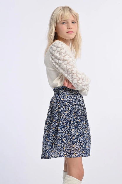 Blue Nora Floral Voile Skirt