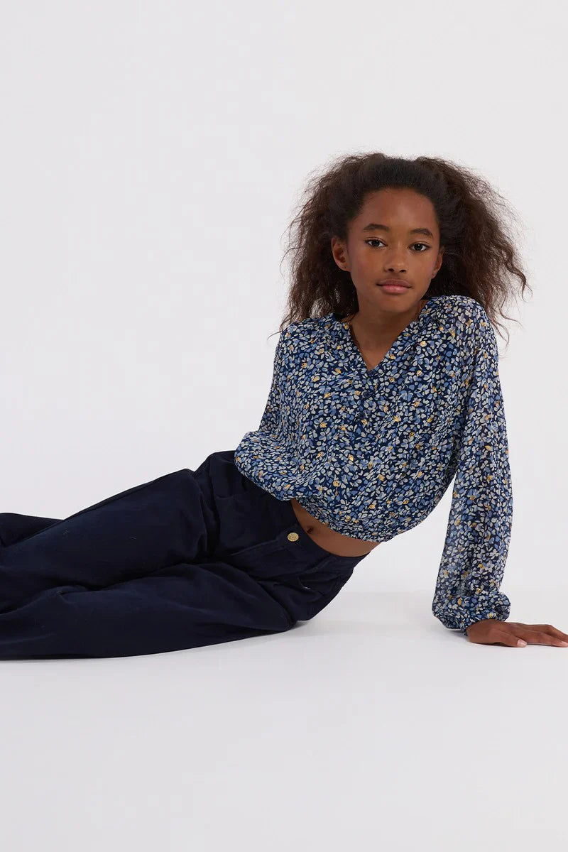 Blue Nora Floral Voile Blouse