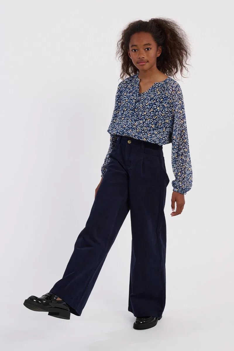 Blue Nora Floral Voile Blouse