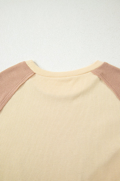 Light French Beige Leopard Star Color Block Patchwork Textured Baggy Sweatshirt