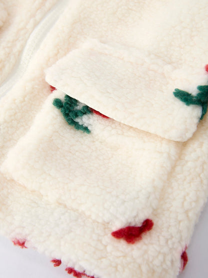 Cherry Plush Jacket for Girls – Zip-Up Winter Coat