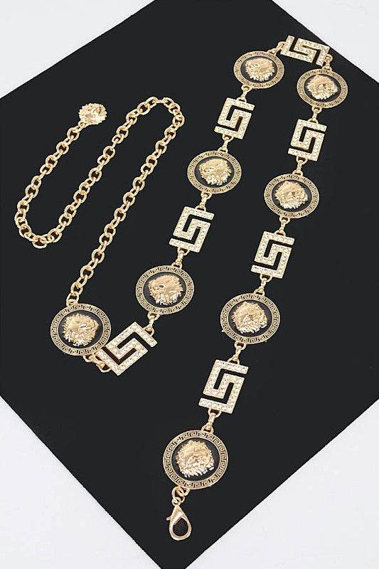 Plus Size Lion Emblem Iconic Chain Belt