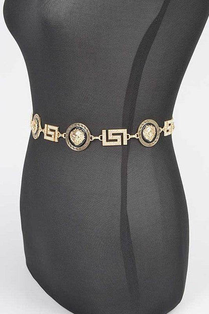 Plus Size Lion Emblem Iconic Chain Belt