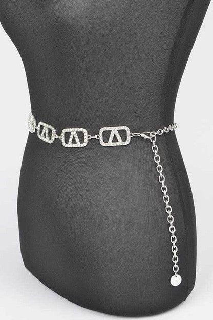 Plus Size Rhinestone Logo Chain Belt
