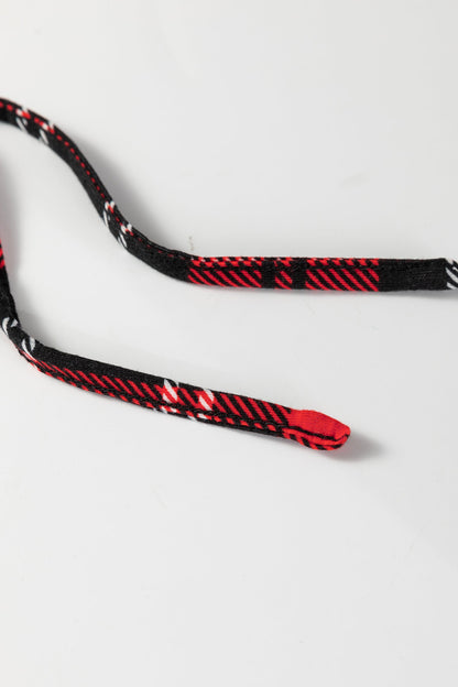 Red Festive Plaid Print Round Neck Long Sleeve and Pants 2 Piece Lounge Set