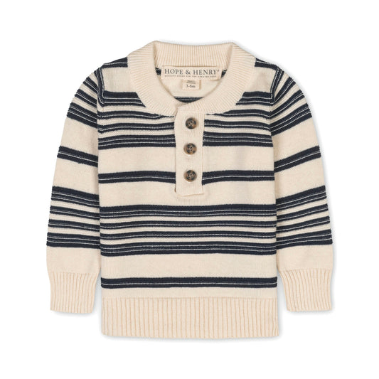 Organic Sweater Henley with Elbow Patches