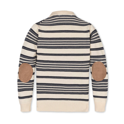 Organic Sweater Henley with Elbow Patches