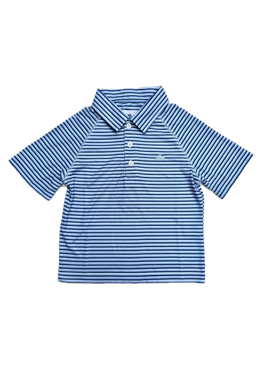 Navy/Powder Stripe Short Sleeve Polo