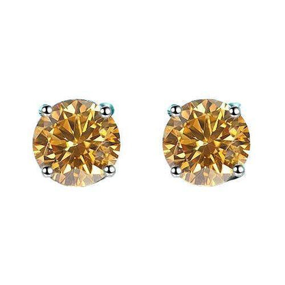 S925 Multicolor Moissanite 4-Prong Stud Earrings, 10 Color 0.5-3ct D-Grade VVS Certificate, Unisex Hypoallergenic Sterling Silver Gift