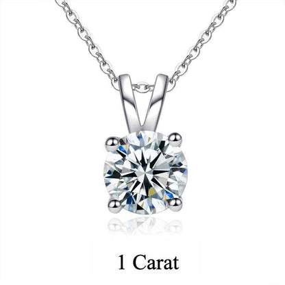 S925 Moissanite Classic Four-Prong Pendant, Minimalist Collarbone Chain Jewelry Pendant Necklace for Women