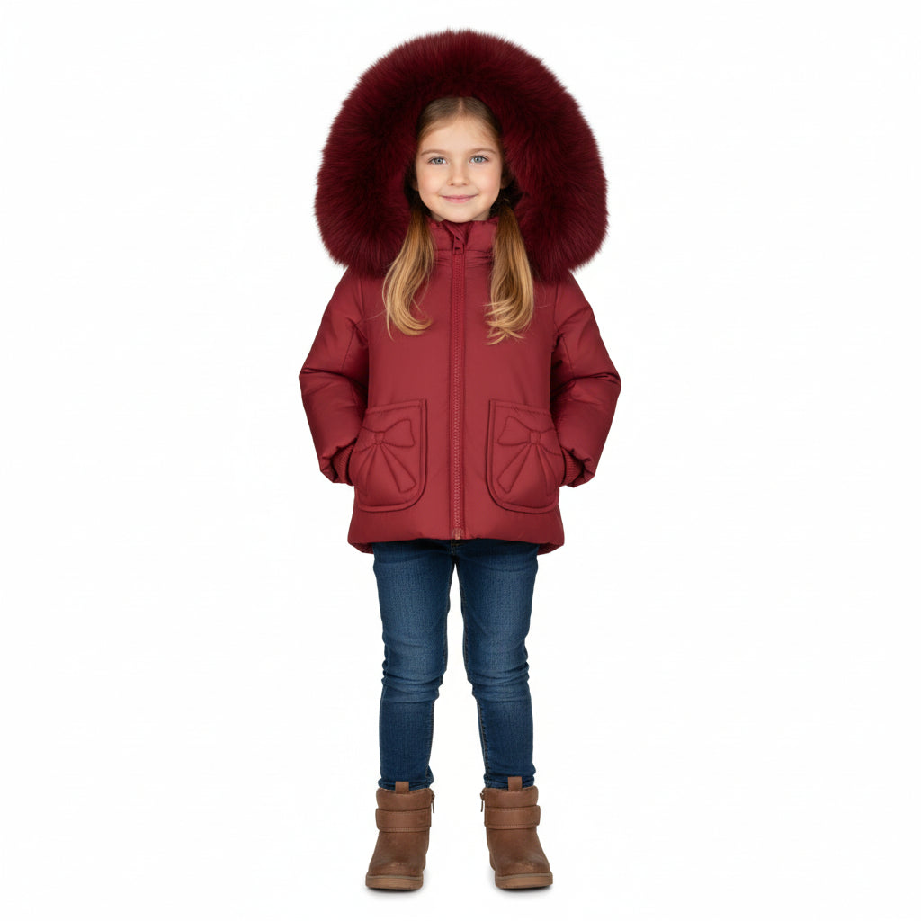 Little Girls Red Bow Jacket – Vintage Style Winter Coat for Toddlers & Kids 12m–7y  | Pramie