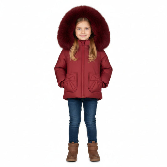 Little Girls Red Bow Jacket – Vintage Style Winter Coat for Toddlers & Kids 12m–7y  | Pramie