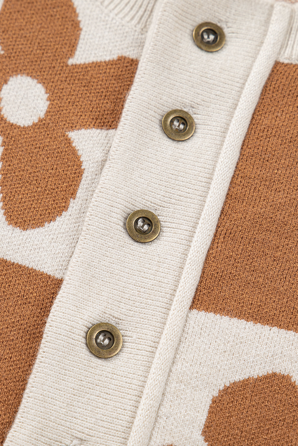 Black Flower Plaid Henley Baggy Sweater