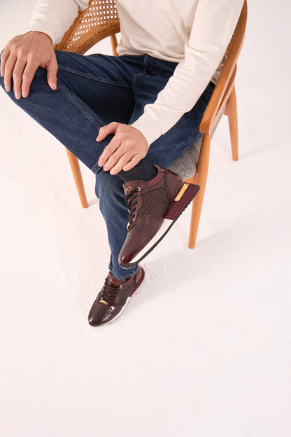 The Empire Burgundy Leather Men Sneaker