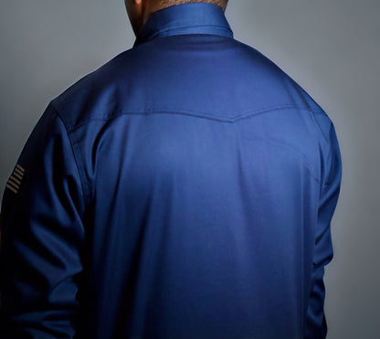 FR Western Style Pearl snap - Navy