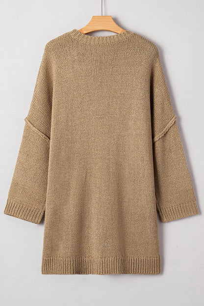 Green Oversize Drop Shoulder Slouchy Sweater Dress