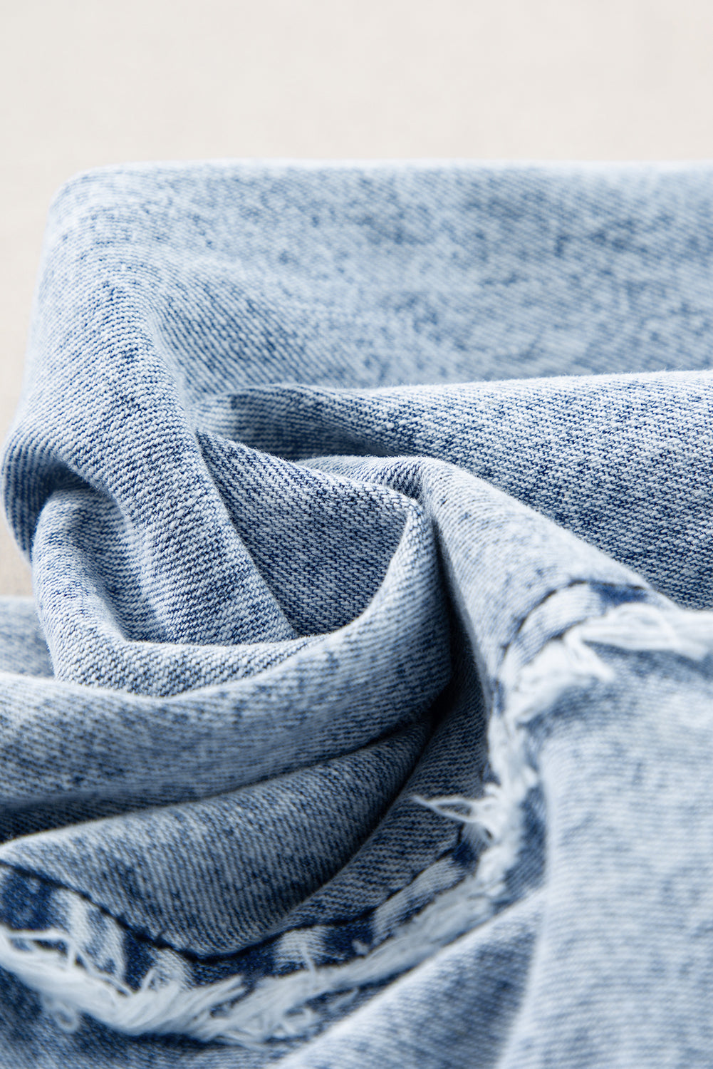 Denim Frayed Reverse Seam Wide Leg Overall