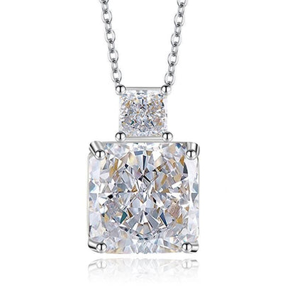 Multicolor Ice Flower Cut CZ Dual Cushion Pendant Necklace, 12*12mm 5A Cubic Zirconia, Dainty Luxe Pendant