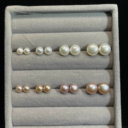 Natural Freshwater Pearl Stud Earrings, 5A No Blemish, S925 Sterling Silver, Hypoallergenic High Luster Jewelry Gift for Her