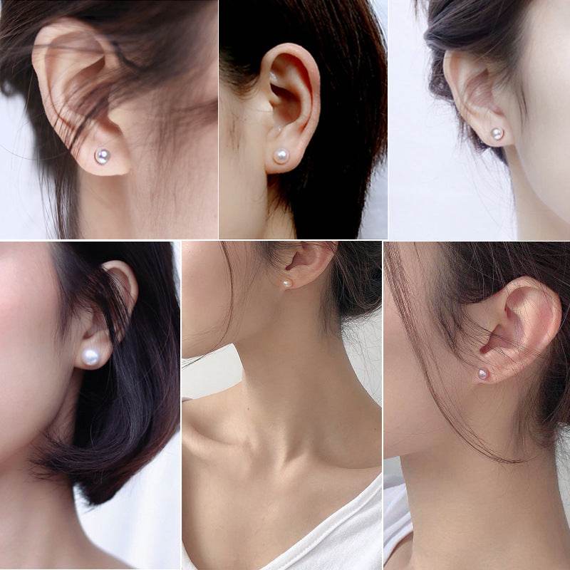 Natural Freshwater Pearl Stud Earrings, 5A No Blemish, S925 Sterling Silver, Hypoallergenic High Luster Jewelry Gift for Her