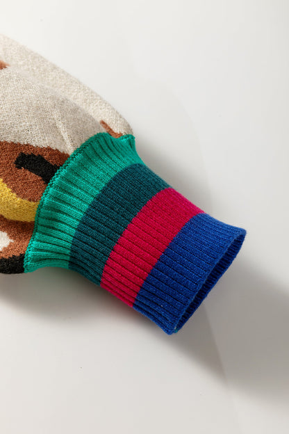 Colorblock Stripe Contrast Ribbed Knit Sweater